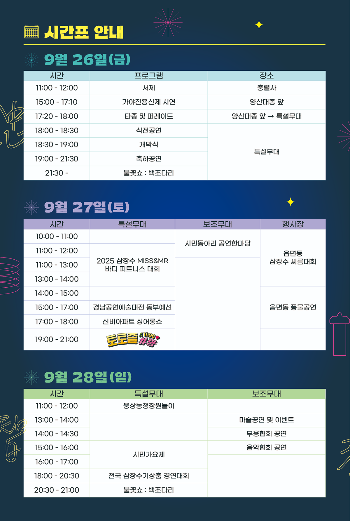 2025 양산 삽량문화축전 3일간 일정